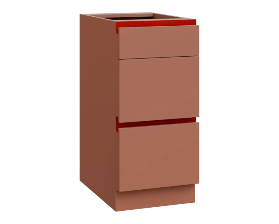 MHCS - 4Z33 spodní skříňka, 3-zásuvková, 920x400x600, pudrově hnědá, profil burgundy