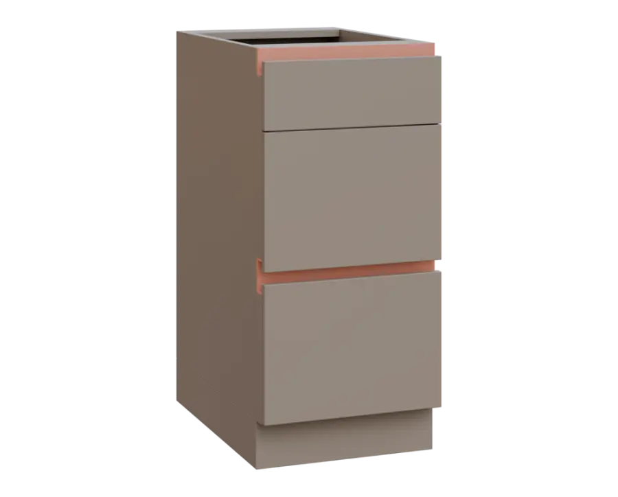 MHCS - 4Z33 spodní skříňka, 3-zásuvková, 920x400x600, taupe hnědá, profil béžově růžový
