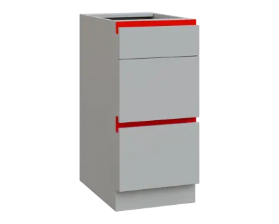 MHCS - 4Z33 spodní skříňka, 3-zásuvková, 920x400x600, světle šedá, profil červený MHCS - 4Z33 spodní skříňka, 3-zásuvková, 920x400x600, světle šedá, profil červený