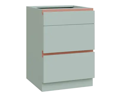 MHCS - 6Z33 spodní skříňka, 3-zásuvková, 920x600x600, šedozelinkavá, profil béžově růžový