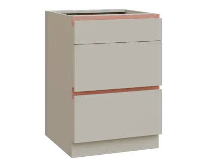 MHCS - 6Z33 spodní skříňka, 3-zásuvková, 920x600x600, teplá šedá, profil béžově růžový
