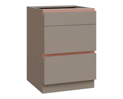 MHCS - 6Z33 spodní skříňka, 3-zásuvková, 920x600x600, taupe hnědá, profil béžově růžový