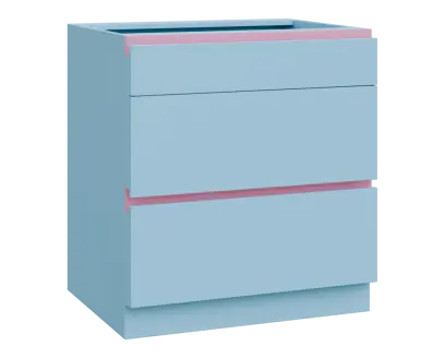 MHCS - 8Z33 spodní skříňka, 3-zásuvková, 920x800x600, obloha, profil světle růžový