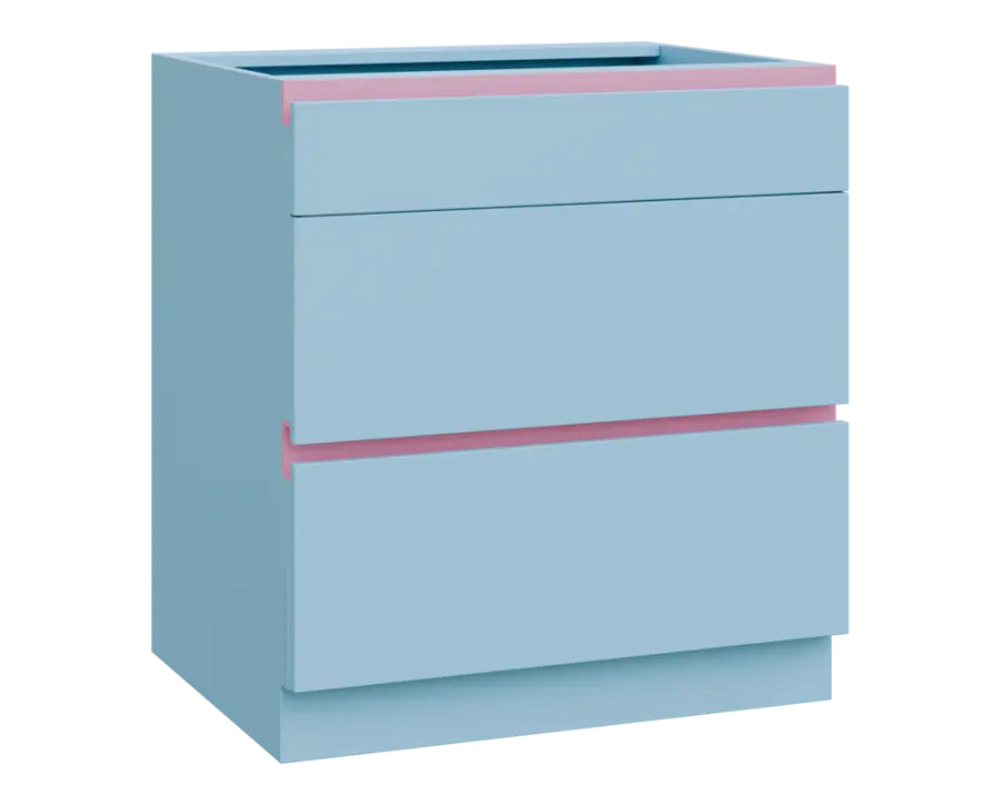 MHCS - 8Z33 spodní skříňka, 3-zásuvková, 920x800x600, obloha, profil světle růžový