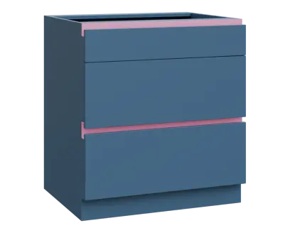 MHCS - 8Z33 spodní skříňka, 3-zásuvková, 920x800x600, šedomodrá, profil světle růžový