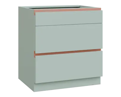 MHCS - 8Z33 spodní skříňka, 3-zásuvková, 920x800x600, šedozelinkavá, profil béžově růžový