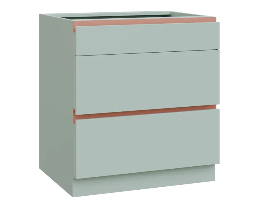 MHCS - 8Z33 spodní skříňka, 3-zásuvková, 920x800x600, šedozelinkavá, profil béžově růžový