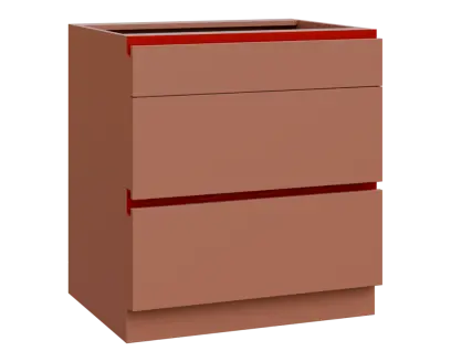 MHCS - 8Z33 spodní skříňka, 3-zásuvková, 920x800x600, pudrově hnědá, profil burgundy