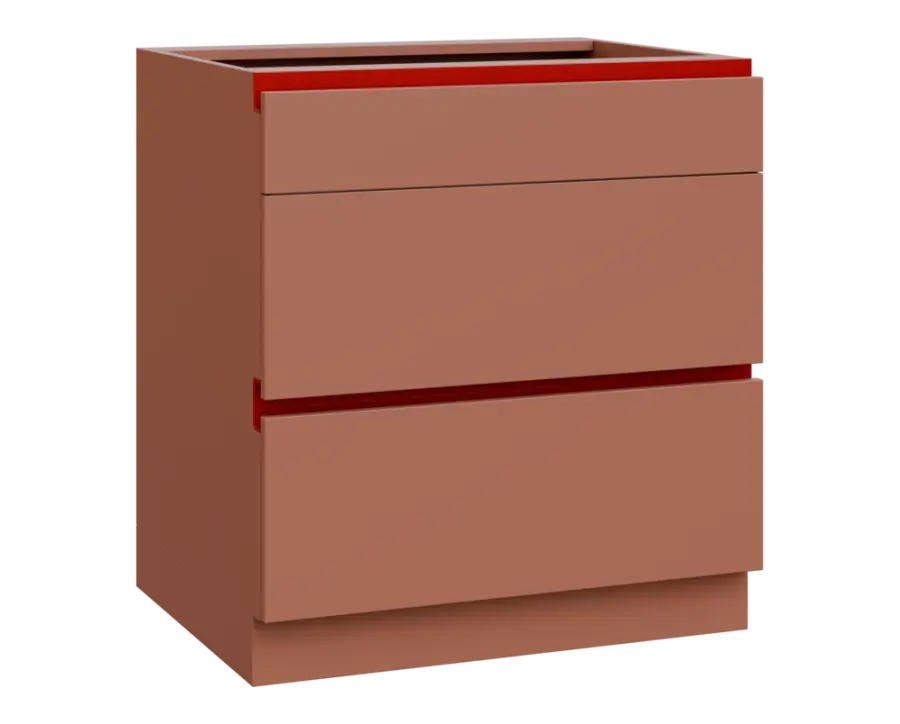 MHCS - 8Z33 spodní skříňka, 3-zásuvková, 920x800x600, pudrově hnědá, profil burgundy
