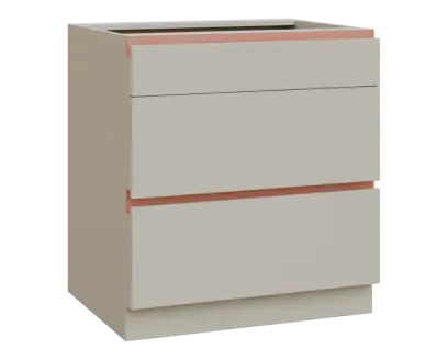 MHCS - 8Z33 spodní skříňka, 3-zásuvková, 920x800x600, teplá šedá, profil béžově růžový