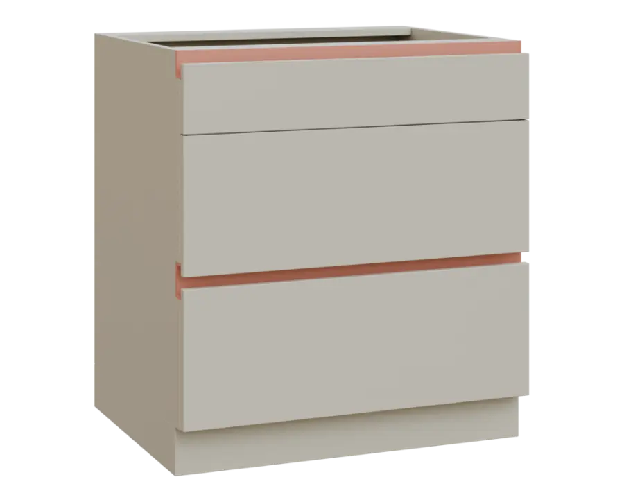 MHCS - 8Z33 spodní skříňka, 3-zásuvková, 920x800x600, teplá šedá, profil béžově růžový