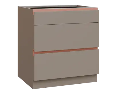 MHCS - 8Z33 spodní skříňka, 3-zásuvková, 920x800x600, taupe hnědá, profil béžově růžový