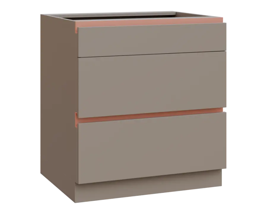 MHCS - 8Z33 spodní skříňka, 3-zásuvková, 920x800x600, taupe hnědá, profil béžově růžový