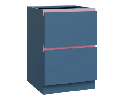 MHCS - 6Z22 spodní skříňka, 2-zásuvková, 920x600x600, šedomodrá, profil světle růžový