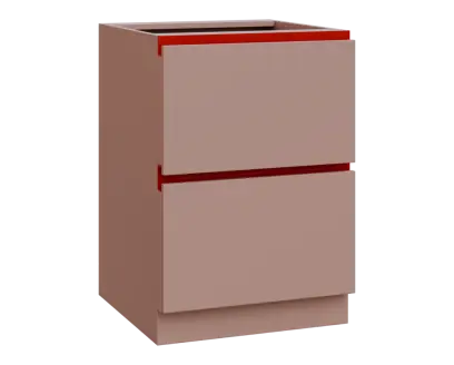 MHCS - 6Z22 spodní skříňka, 2-zásuvková, 920x600x600, pudrově růžová, profil burgundy
