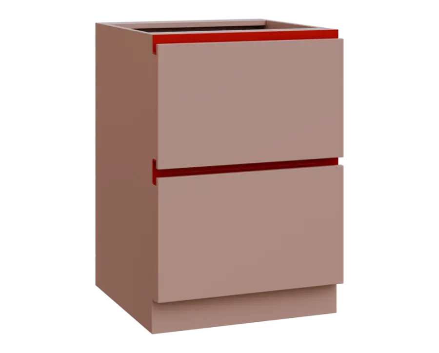 MHCS - 6Z22 spodní skříňka, 2-zásuvková, 920x600x600, pudrově růžová, profil burgundy