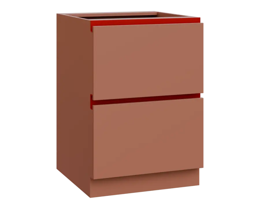 MHCS - 6Z22 spodní skříňka, 2-zásuvková, 920x600x600, pudrově hnědá, profil burgundy
