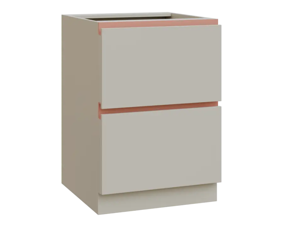MHCS - 6Z22 spodní skříňka, 2-zásuvková, 920x600x600, teplá šedá, profil béžově růžový