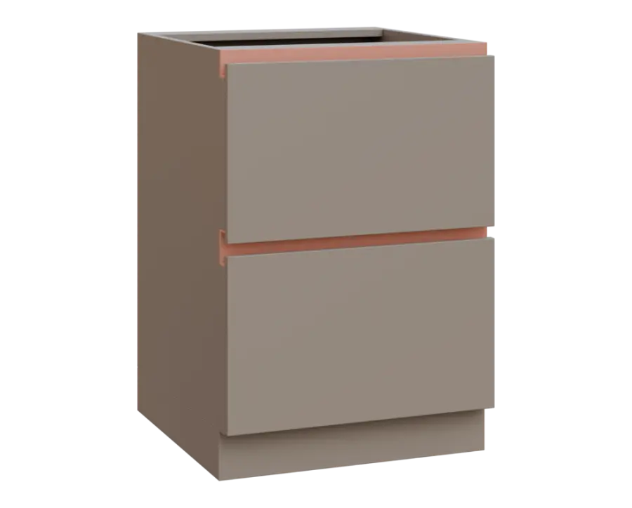 MHCS - 6Z22 spodní skříňka, 2-zásuvková, 920x600x600, taupe hnědá, profil béžově růžový