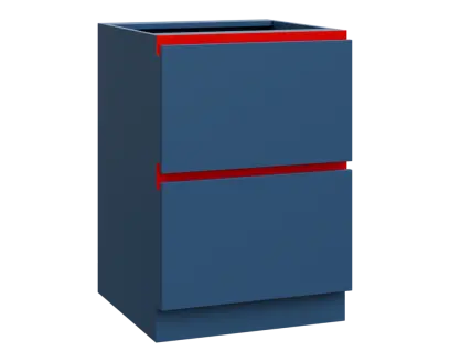MHCS - 6Z22 spodní skříňka, 2-zásuvková, 920x600x600, hlubinná modrá, profil červený