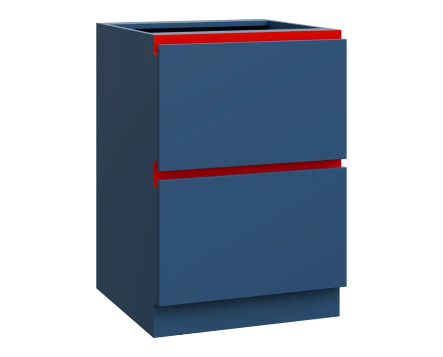 MHCS - 6Z22 spodní skříňka, 2-zásuvková, 920x600x600, hlubinná modrá, profil červený
