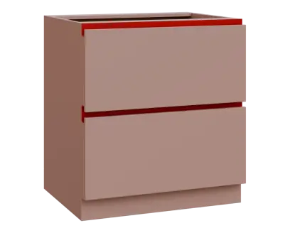 MHCS - 8Z22 spodní skříňka, 2-zásuvková, 920x800x600, pudrově růžová, profil burgundy