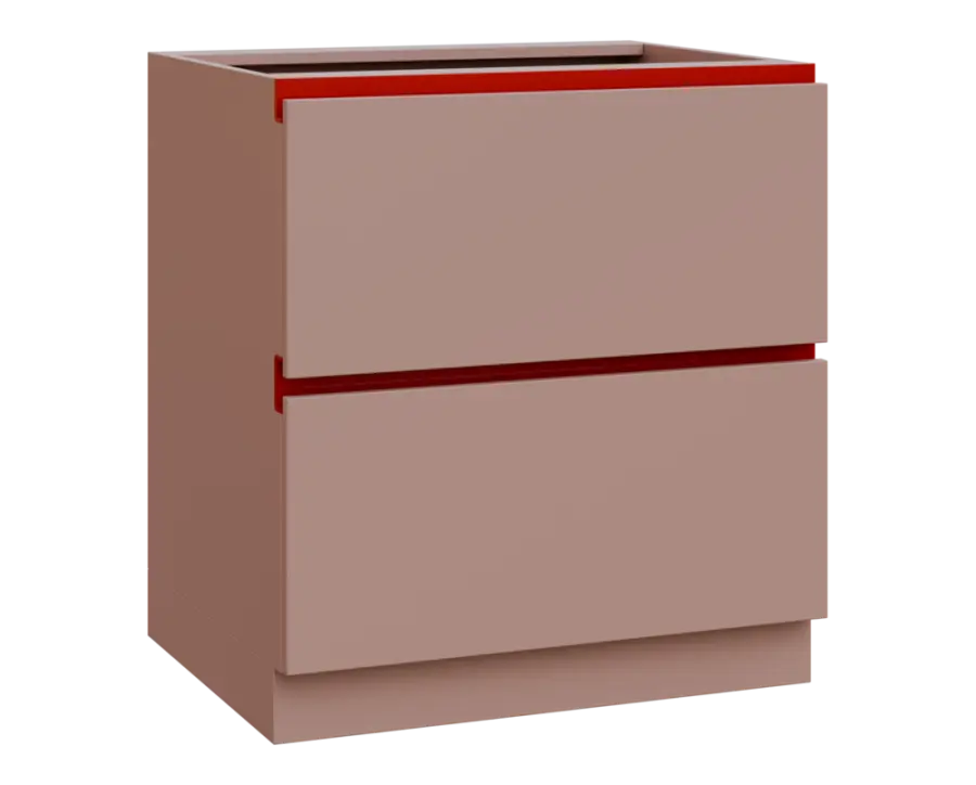 MHCS - 8Z22 spodní skříňka, 2-zásuvková, 920x800x600, pudrově růžová, profil burgundy
