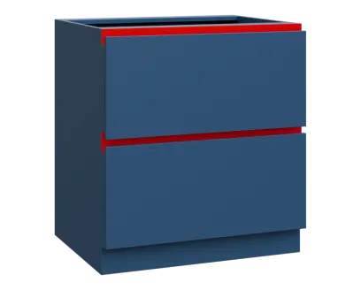 MHCS - 8Z22 spodní skříňka, 2-zásuvková, 920x800x600, hlubinná modrá, profil červený