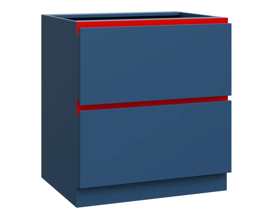 MHCS - 8Z22 spodní skříňka, 2-zásuvková, 920x800x600, hlubinná modrá, profil červený