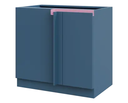 MHCSR - 9 spodní skříňka, rohová, 1-dveřová, levá, 920x900x600, šedomodrá, profil světle růžový