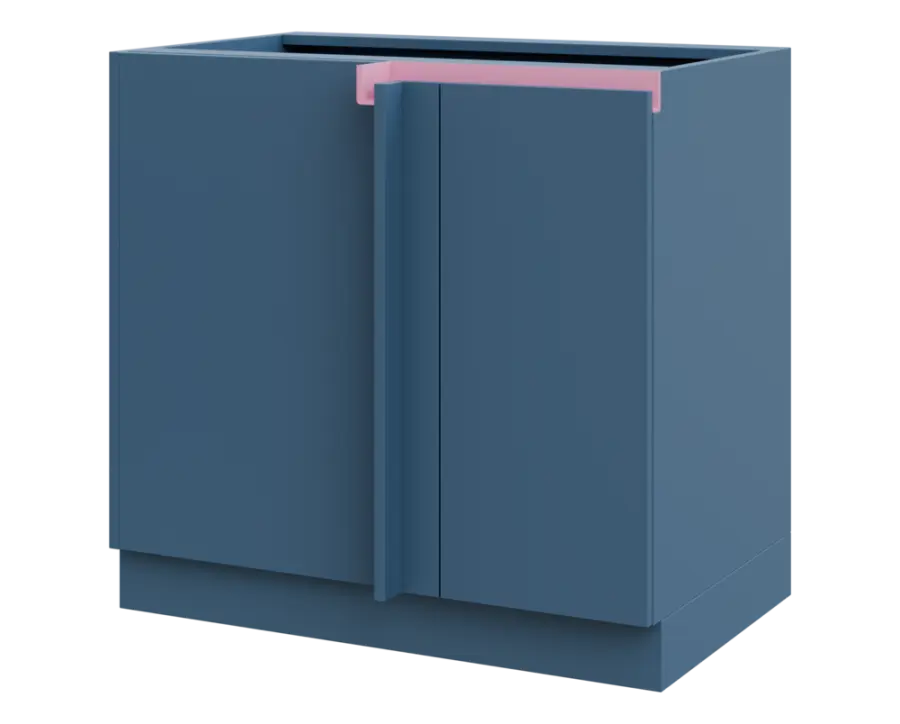 MHCSR - 9 spodní skříňka, rohová, 1-dveřová, levá, 920x900x600, šedomodrá, profil světle růžový