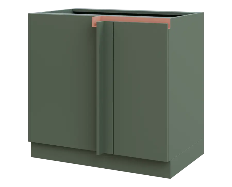 MHCSR - 9 spodní skříňka, rohová, 1-dveřová, levá, 920x900x600, agáve zelená, profil béžově růžový