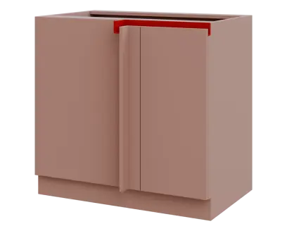 MHCSR - 9 spodní skříňka, rohová, 1-dveřová, levá, 920x900x600, pudrově růžová, profil burgundy