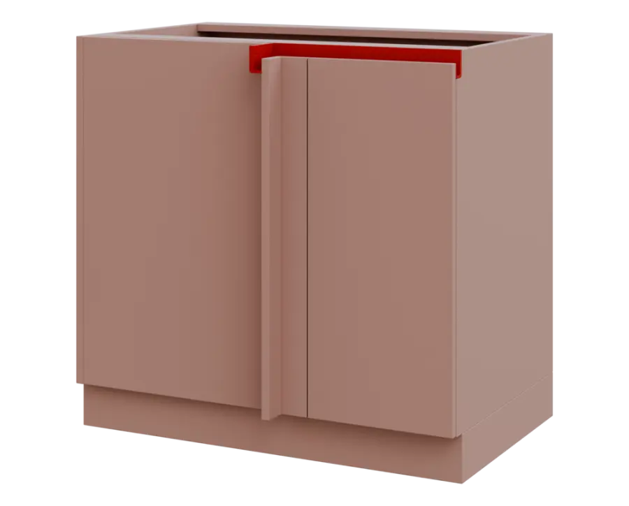 MHCSR - 9 spodní skříňka, rohová, 1-dveřová, levá, 920x900x600, pudrově růžová, profil burgundy