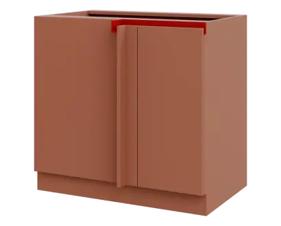 MHCSR - 9 spodní skříňka, rohová, 1-dveřová, levá, 920x900x600, pudrově hnědá, profil burgundy