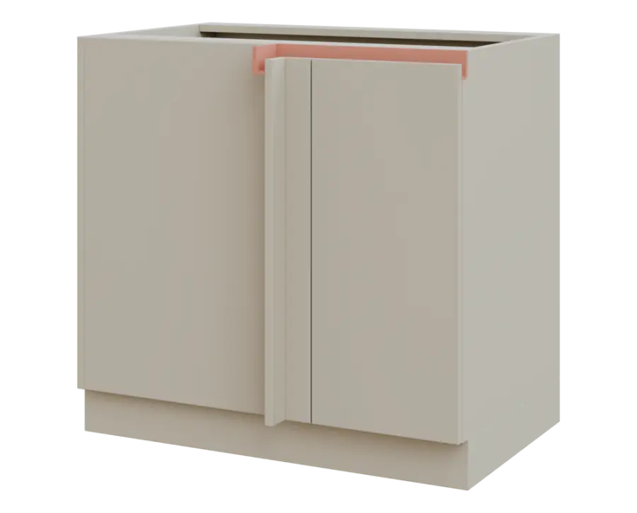 MHCSR - 9 spodní skříňka, rohová, 1-dveřová, levá, 920x900x600, teplá šedá, profil béžově růžový