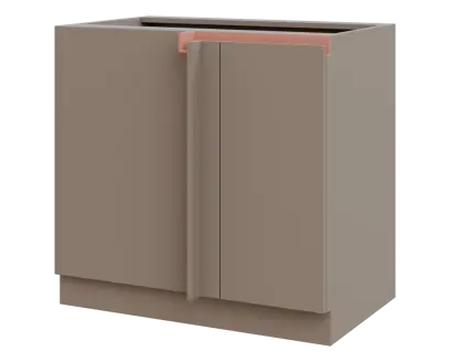 MHCSR - 9 spodní skříňka, rohová, 1-dveřová, levá, 920x900x600, taupe hnědá, profil béžově růžový