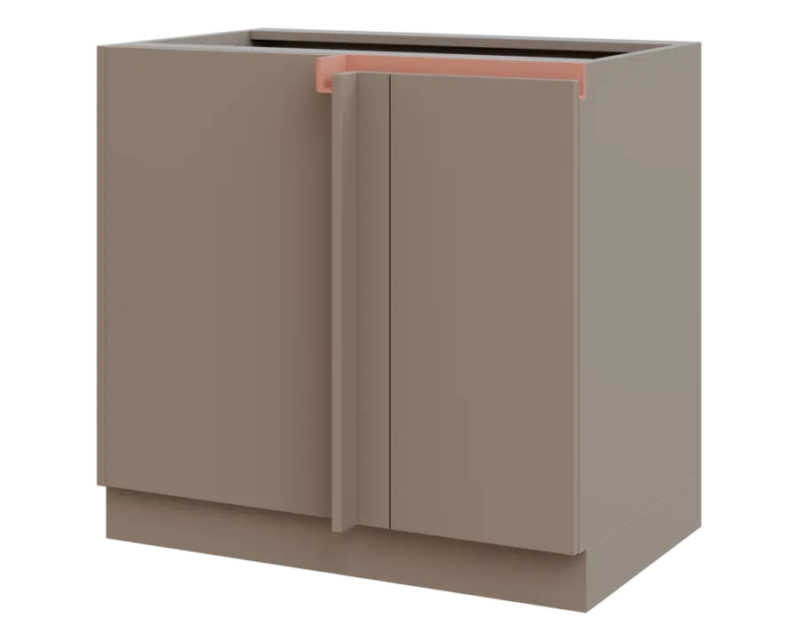 MHCSR - 9 spodní skříňka, rohová, 1-dveřová, levá, 920x900x600, taupe hnědá, profil béžově růžový