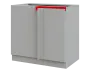 MHCSR - 9 spodní skříňka, rohová, 1-dveřová, levá, 920x900x600, světle šedá, profil červený