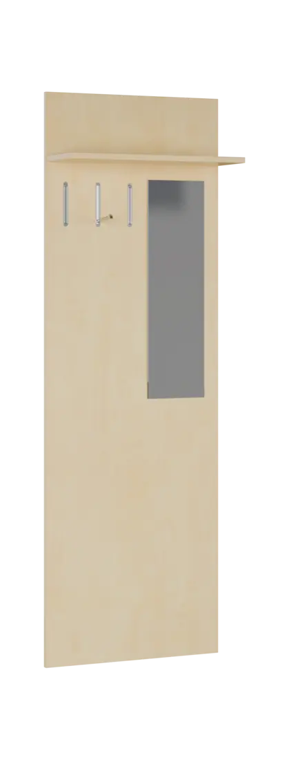 FLIPPO 04 stěna věšáková 600x220x1800 mm, zrcadlo, 3-háček, bříza světlá