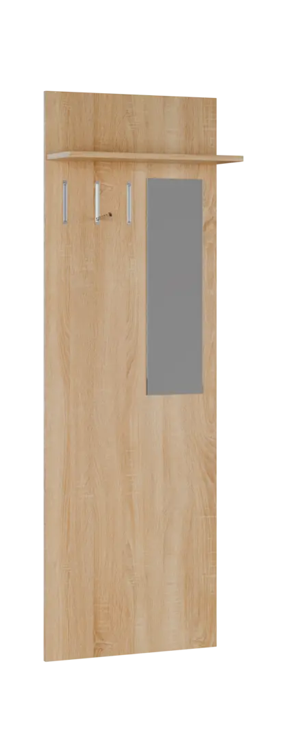 FLIPPO 04 stěna věšáková 600x220x1800 mm, zrcadlo, 3-háček, dub bardolino