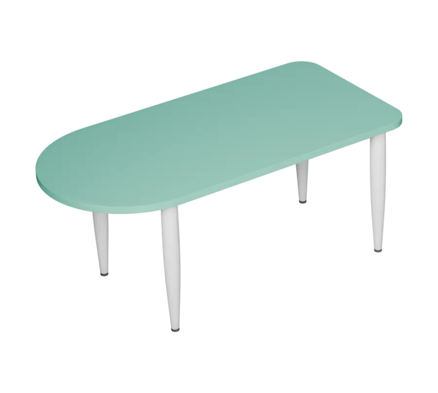 PLAYFORM 29 modulární hravé stoly, výška 520 mm, kovová podnož bílá, deska 25 mm, sněžně modrá
