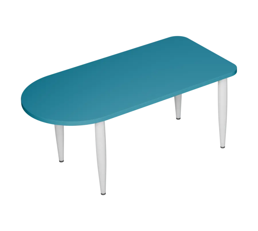 PLAYFORM 29 modulární hravé stoly, výška 520 mm, kovová podnož bílá, deska 25 mm, skandinávská modrá