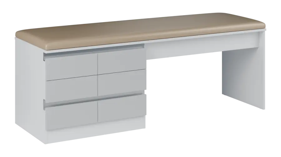 MEDI HIDE 306 lehátko vyšetřovací, 710x1910x600 mm, korpus bílý, čílka šedá, koženka P20 latte