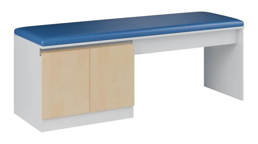 MEDI HIDE 202 lehátko vyšetřovací, 710x1910x600 mm, korpus bílý, dvířka bříza světlá, koženka P10 mo