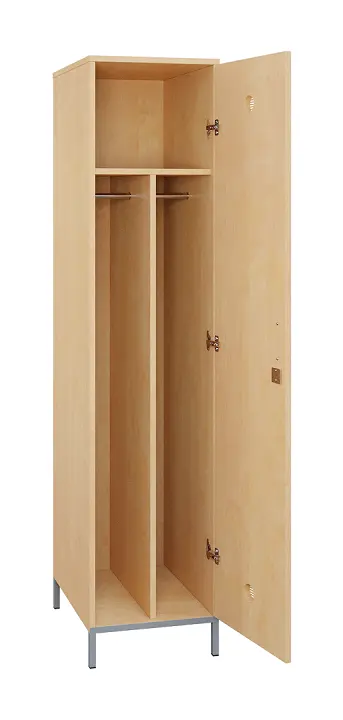 SLN - 41T šatní skříň dřevěná, 1-dveřová, šatní tyč, 1800 x 400 x 500, kovové nohy, bříza irská