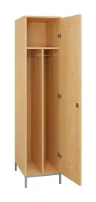 SLN - 41T šatní skříň dřevěná, 1-dveřová, šatní tyč, 1800 x 400 x 500, kovové nohy, javor horský