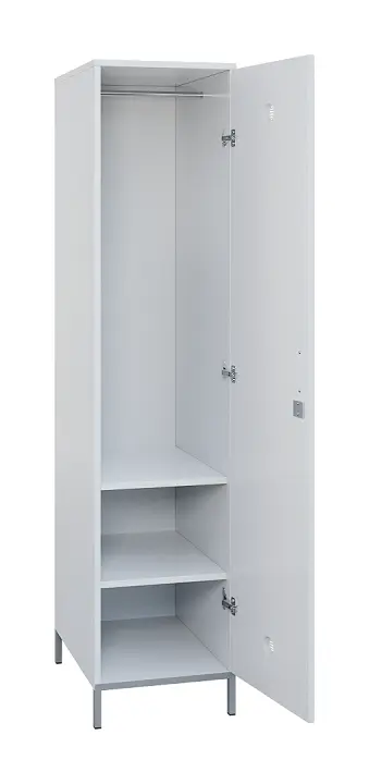 SLN - 42T šatní skříň dřevěná, 1-dveřová, šatní tyč, 1800 x 400 x 500, kovové nohy, bílá