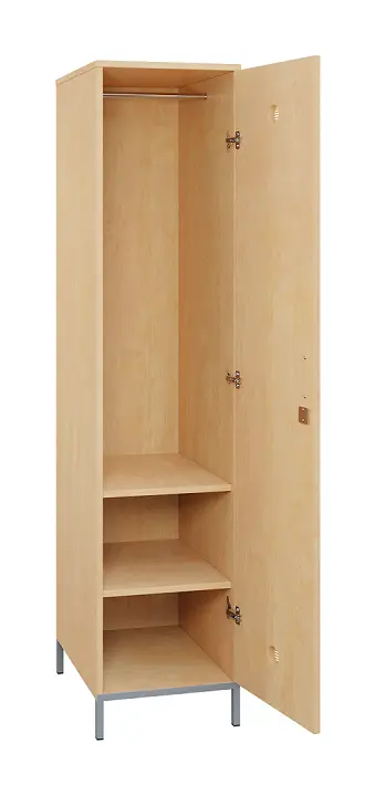SLN - 42T šatní skříň dřevěná, 1-dveřová, šatní tyč, 1800 x 400 x 500, kovové nohy, bříza irská