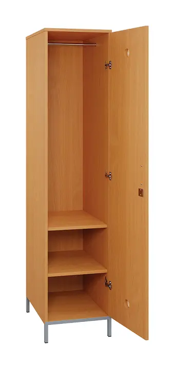 SLN - 42T šatní skříň dřevěná, 1-dveřová, šatní tyč, 1800 x 400 x 500, kovové nohy, buk royal